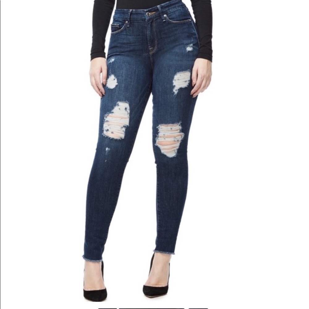 Good American Good legs distressed raw hem jeans